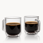 AeroPress Double Wall Glass Coffee Mug - 2 Pack Insulated Coffee Drinkware