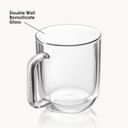 AeroPress Double Wall Glass Coffee Mug - 2 Pack Insulated Coffee Drinkware
