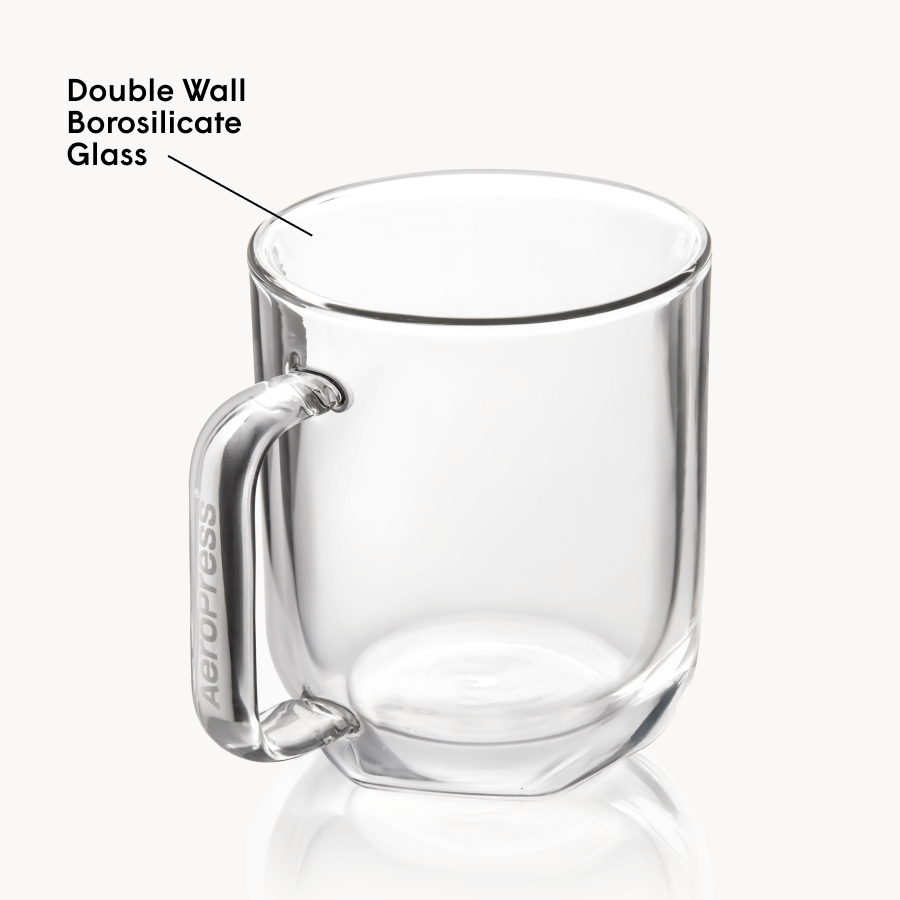 AeroPress Double Wall Glass Coffee Mug - 2 Pack Insulated Coffee Drinkware