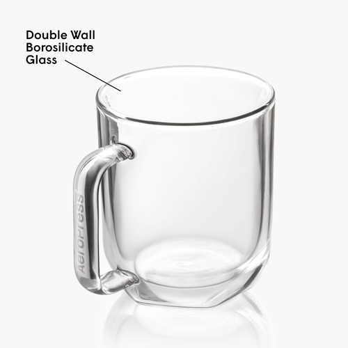 AeroPress Double Wall Glass Coffee Mug - 2 Pack Insulated Coffee Drinkware