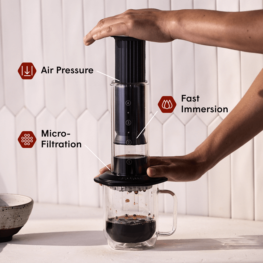 AeroPress Double Wall Glass Coffee Mug - 2 Pack Insulated Coffee Drinkware