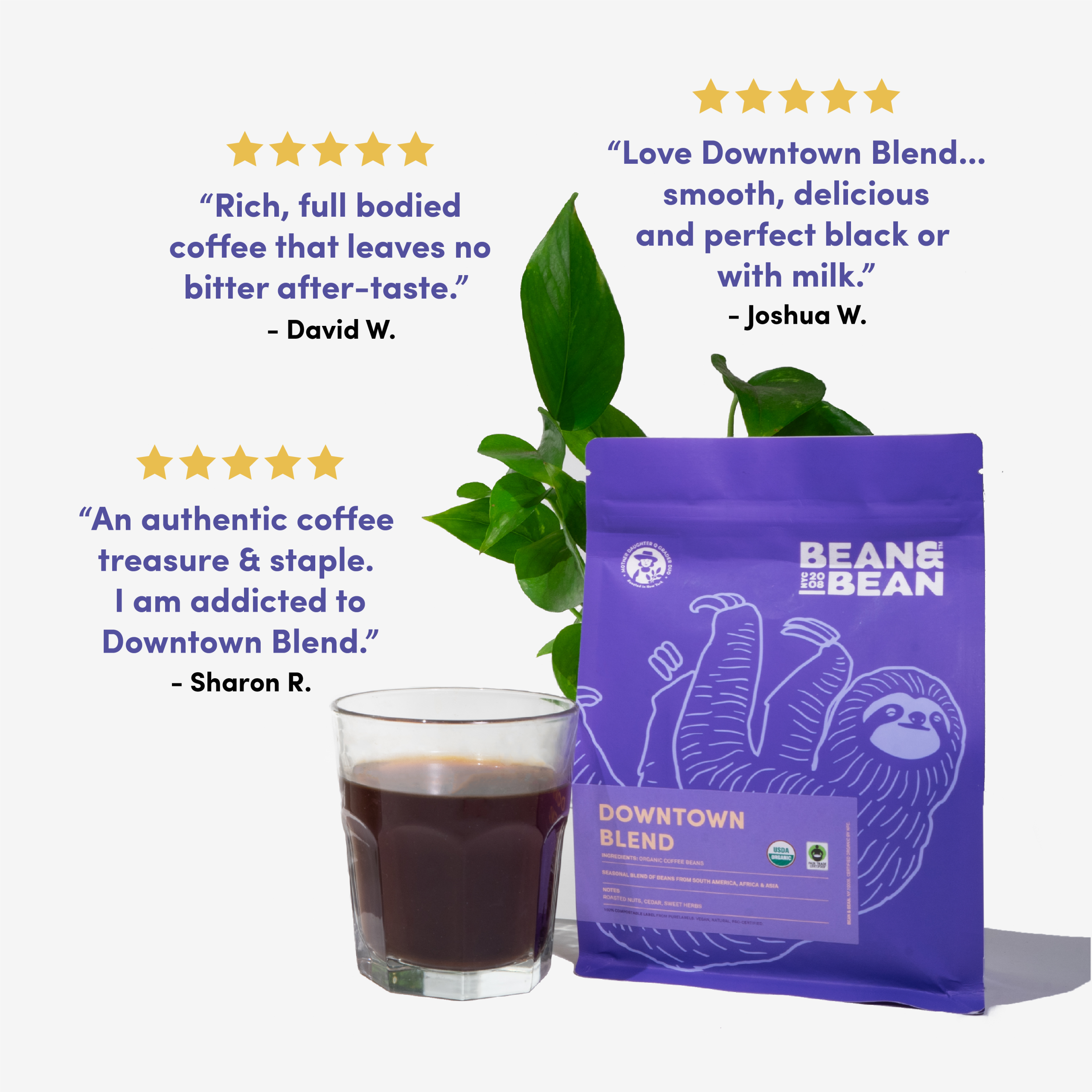 Downtown Blend Organic & Fair Trade Smooth Espresso Blend Coffee